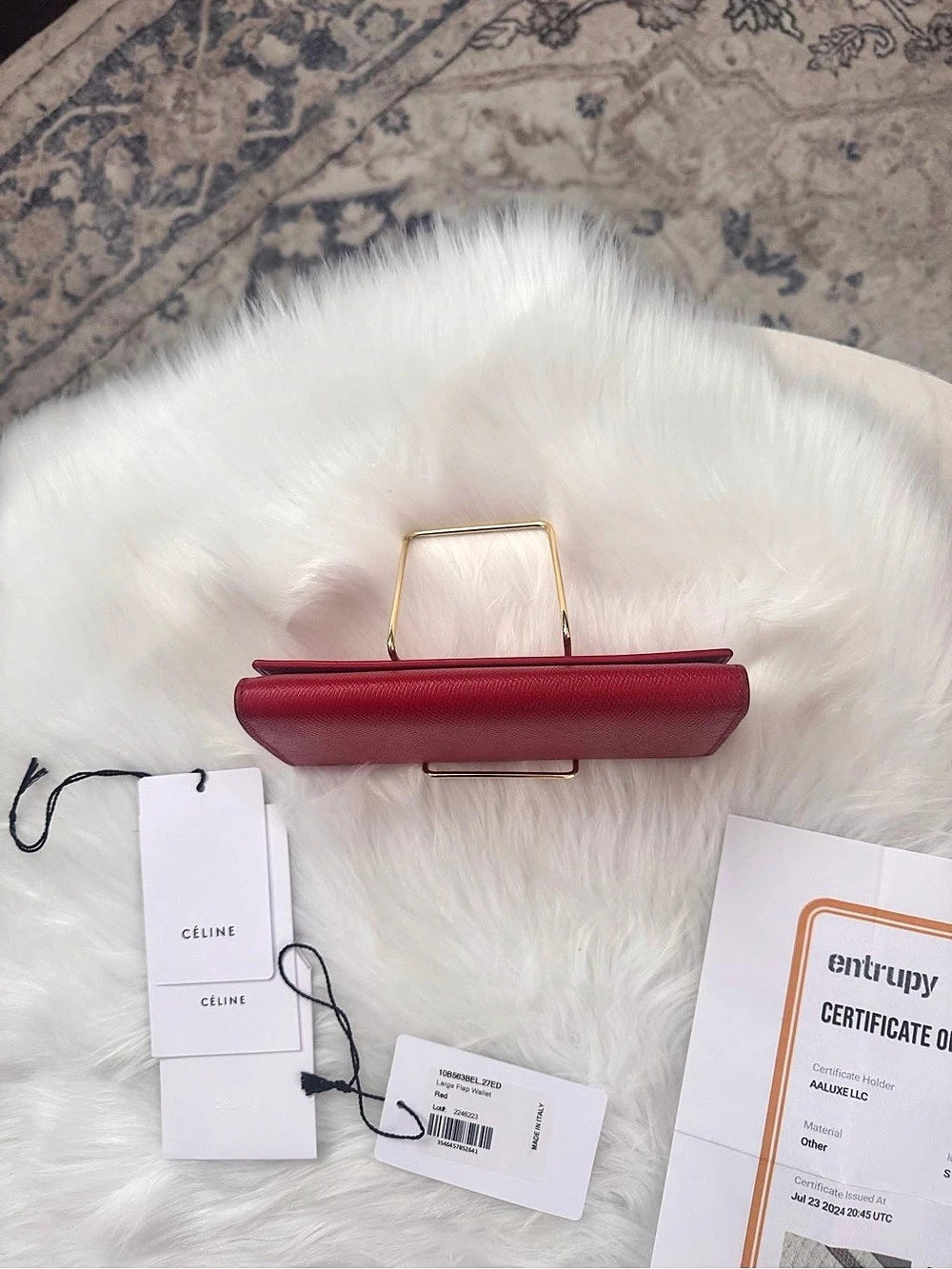 Celine Large Flap Wallet in Red - Picture 10 of 16